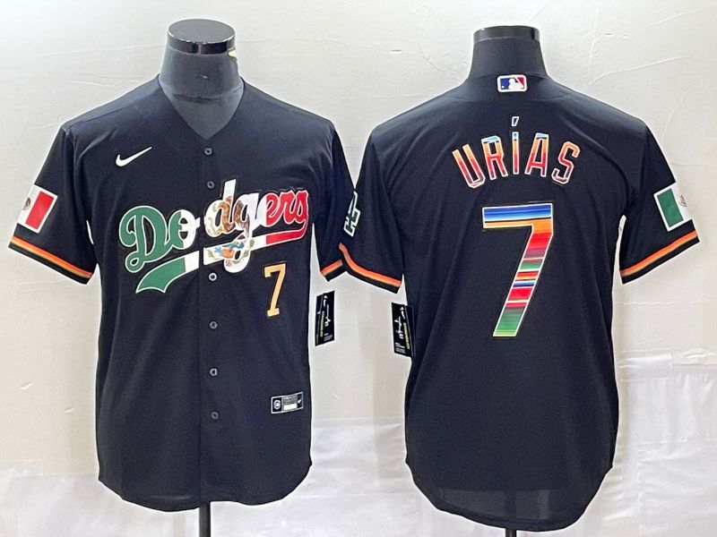 Men Los Angeles Dodgers #7 Urias Black rainbow Nike Game MLB Jersey style 3->los angeles dodgers->MLB Jersey